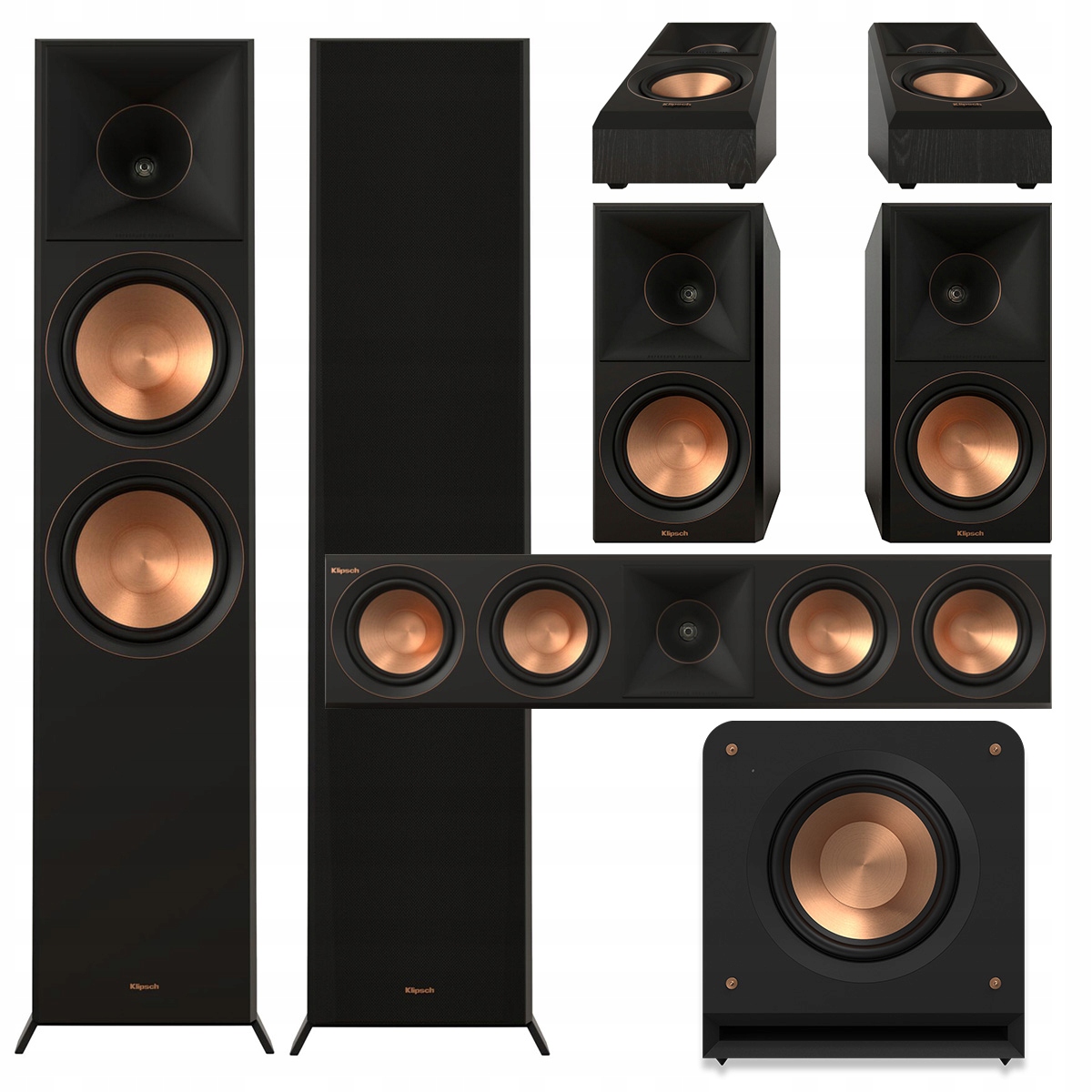 Klipsch RP-8000F II + RP-600M + RP-504C + 500SA + RP-1000SW ZESTAW KINA 7.1