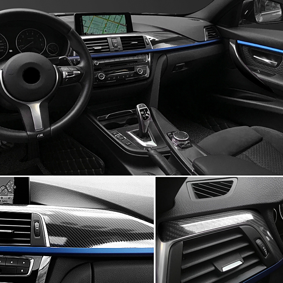 FOLIA 5D CARBON KARBON OKLEINA CZARNA POŁYSK 152 X 50CM GRUBA MOCNA Długość 152 cm