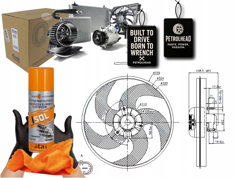Ventilátor Chladiče Peugeot 206 206+ 1.1-2.0D 08. #Petrolhead Pro+ Kit4