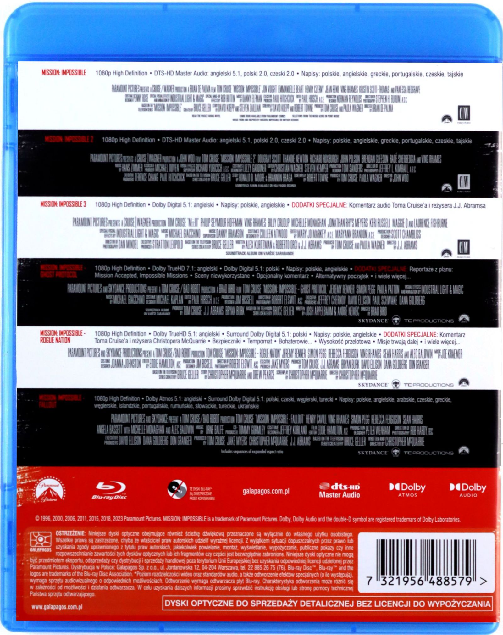 MISSION: IMPOSSIBLE KOLEKCJA 6 FILMÓW (6XBLU-RAY) Stan opakowania oryginalne