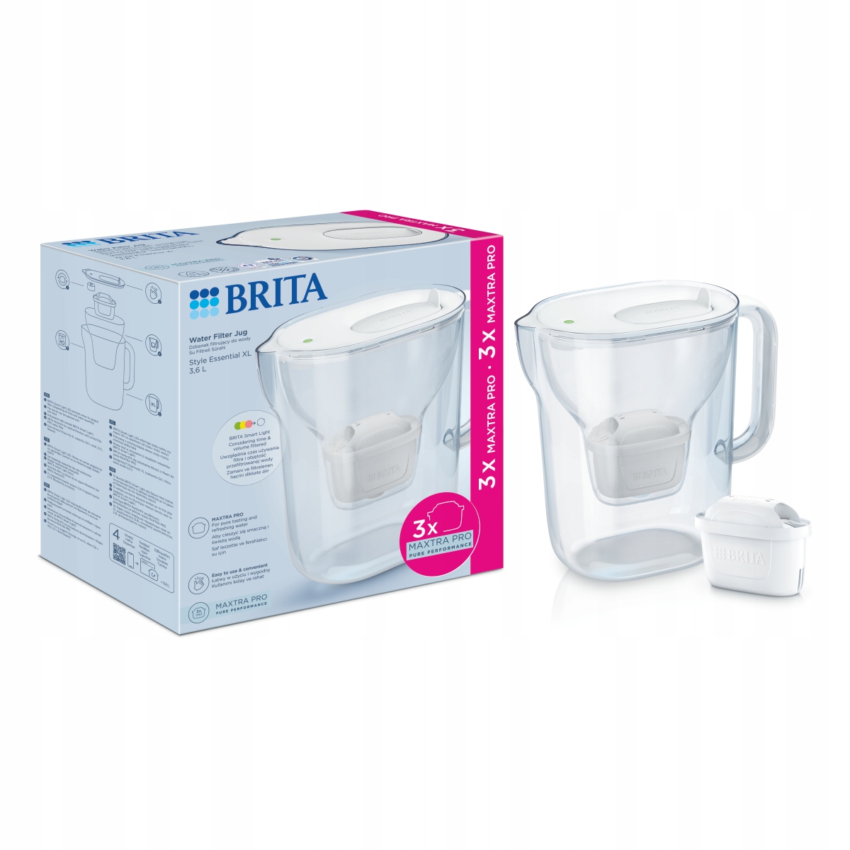 Brita dzbanek filtrujący Style Essential XL biały 3 filtry Pure Performance