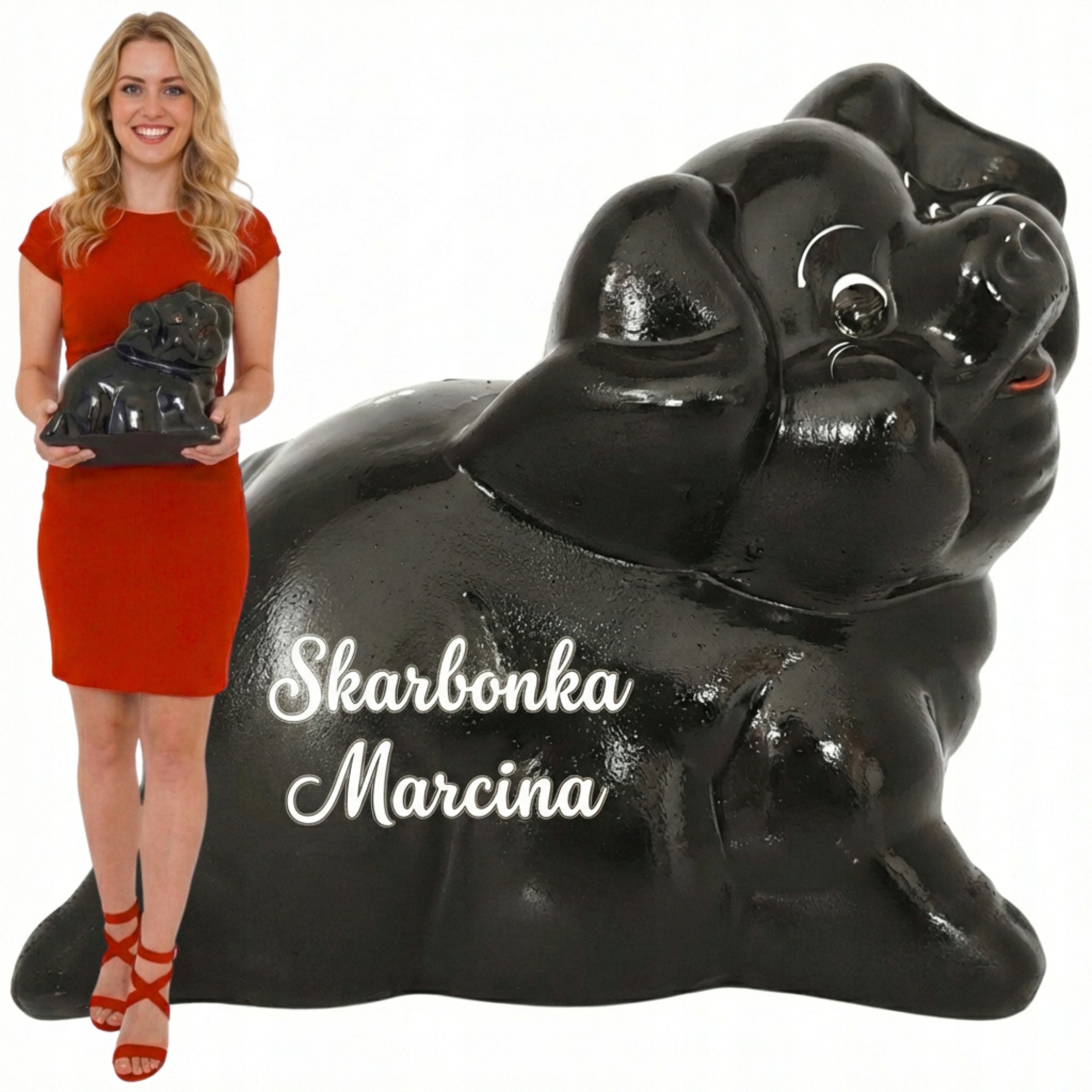 Personalizovaná pokladnička S Jménem a grafikou Tvůj Text velká XXL Černá