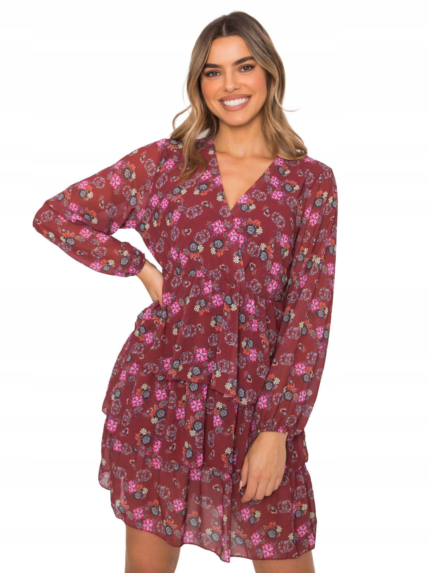 

Sukienka Kobieca Na Co Dzień W Kwiaty - S/m