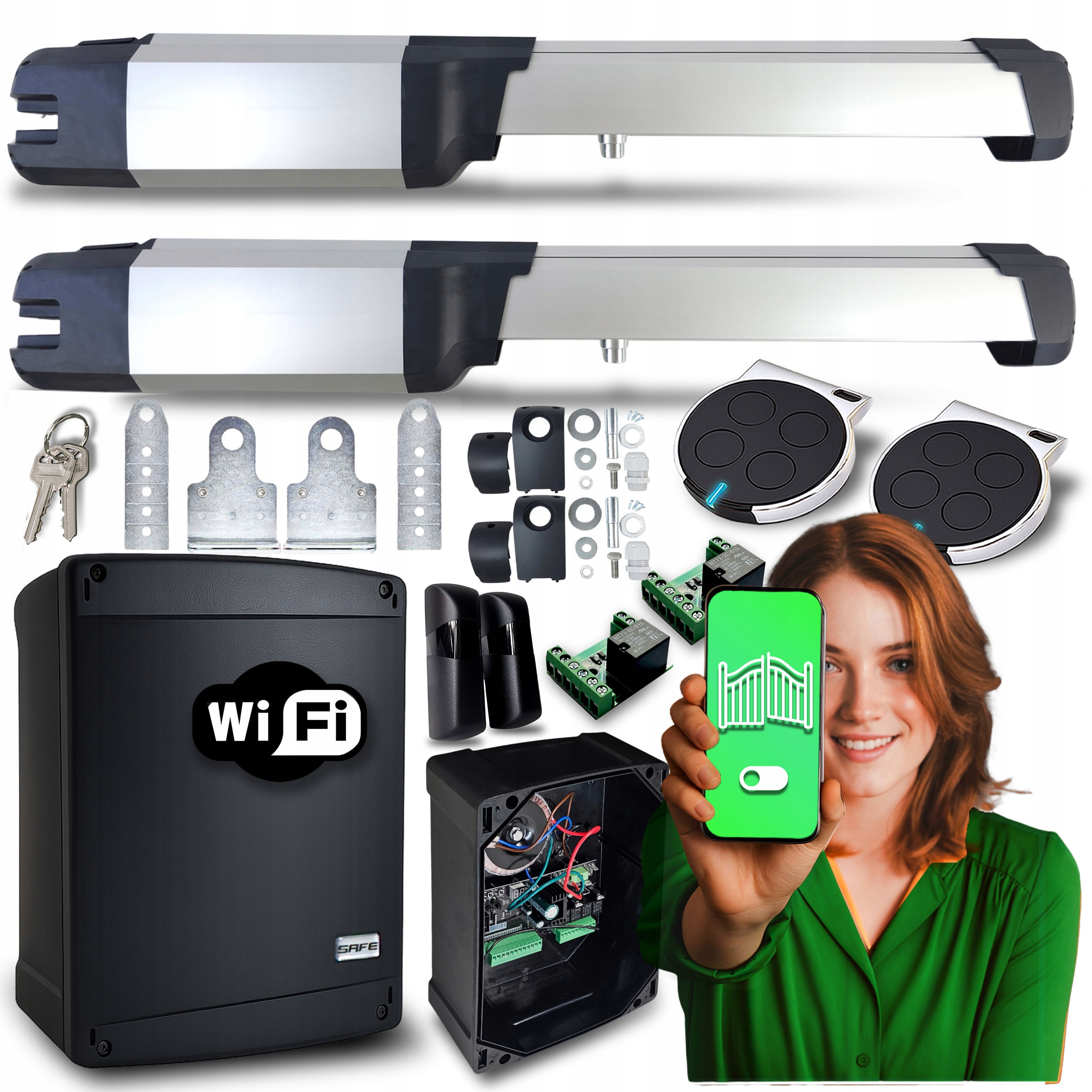 Set pohonu dvojkrídlovej brány Bft B25 Phobos Wifi Supla centrála S24I