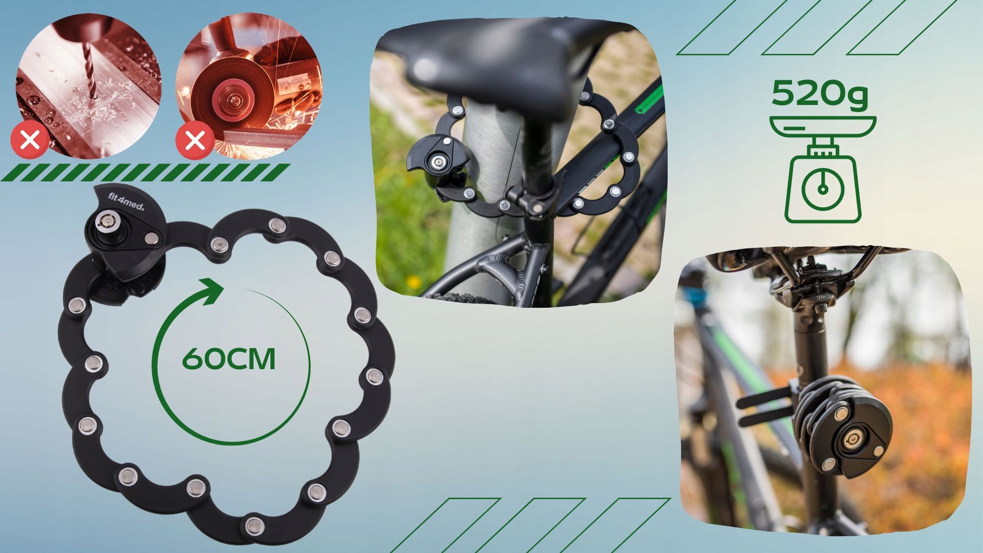 ZABEZPIECZENIE BLOKADA NA ROWER MOTOR SKUTER ZAMEK ULOCK LEKKI SOLIDNY SAFE Model IO017