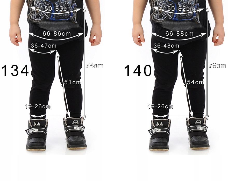 Getry chłopięce Długie legginsy Spodnie Czarne 104 Wzór dominujący bez wzoru