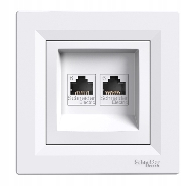 Dvojitá počítačová zásuvka RJ45 kat.6 bílá Asfora EPH4800121 Schneider
