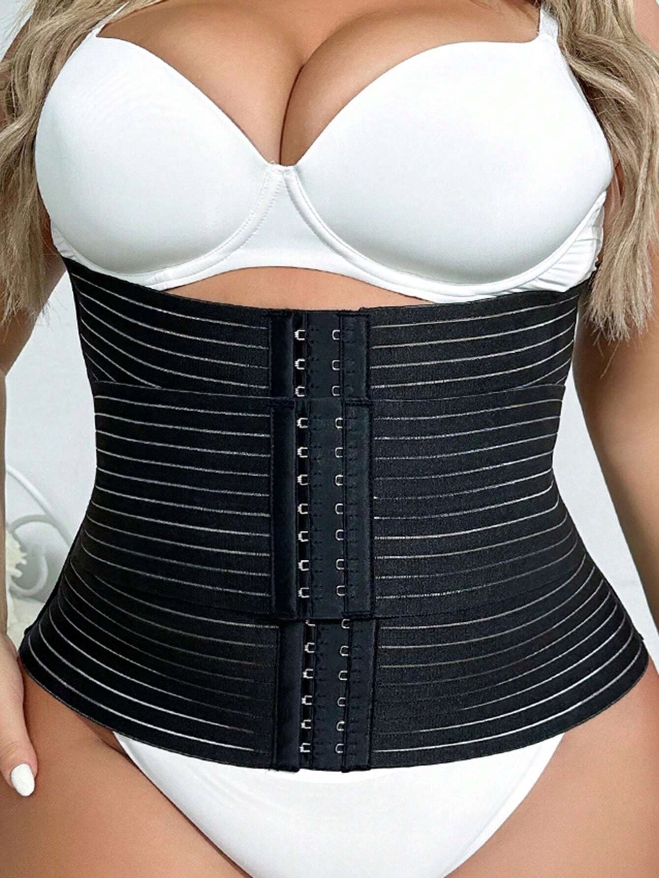 Shein czarny damski gorset trzy pasy XXL Skład materiałowy POLIESTER