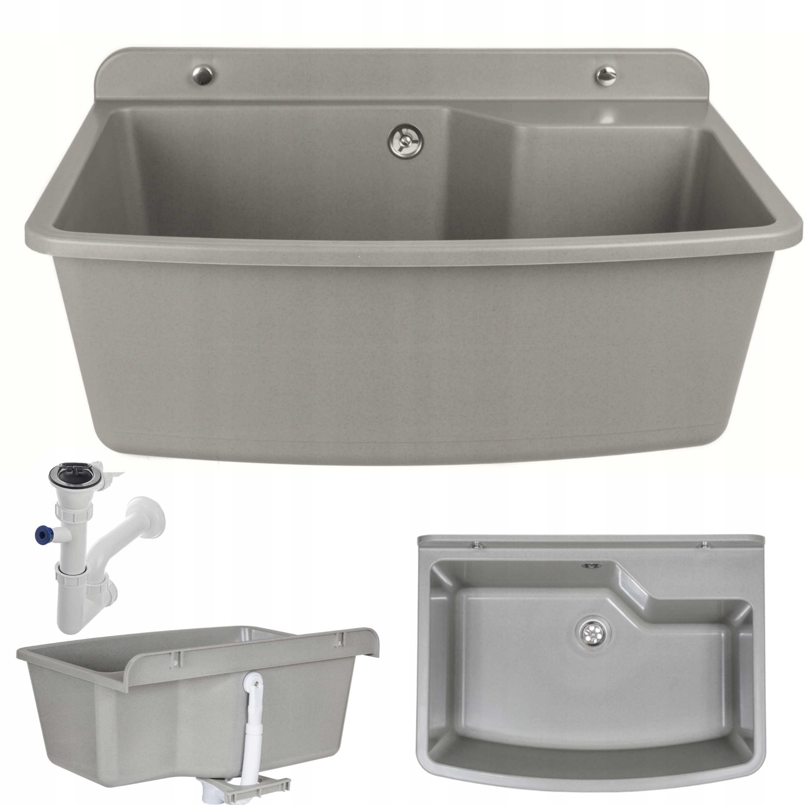 Technický Dřez Velký Šedý Myčka Garáž Dřez Komora 61X44 Gigant