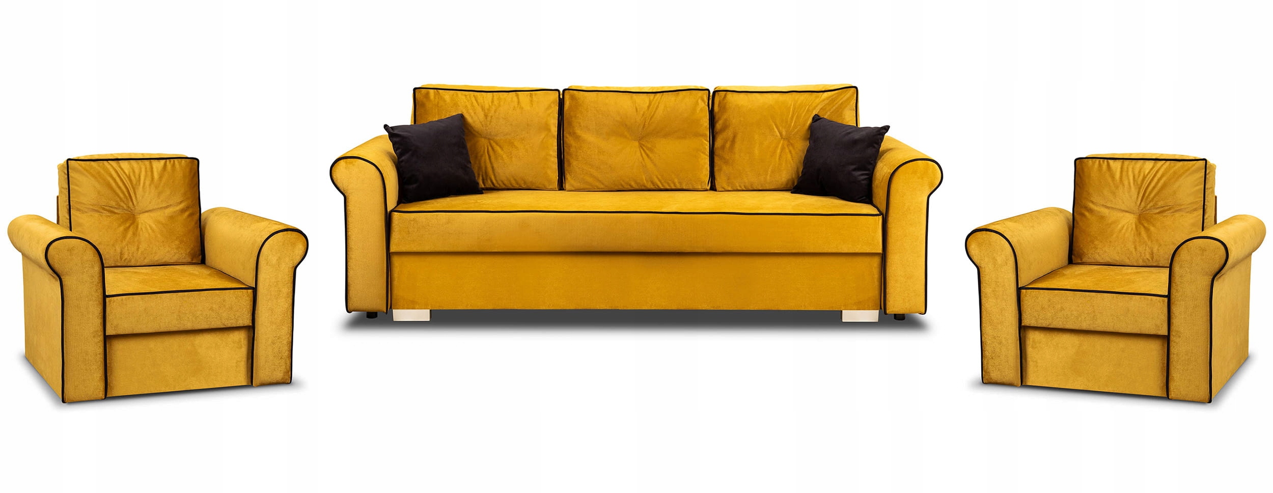 Sedací Souprava Do Obývacího Pokoje A 2 Křesla Merida Hořčicová