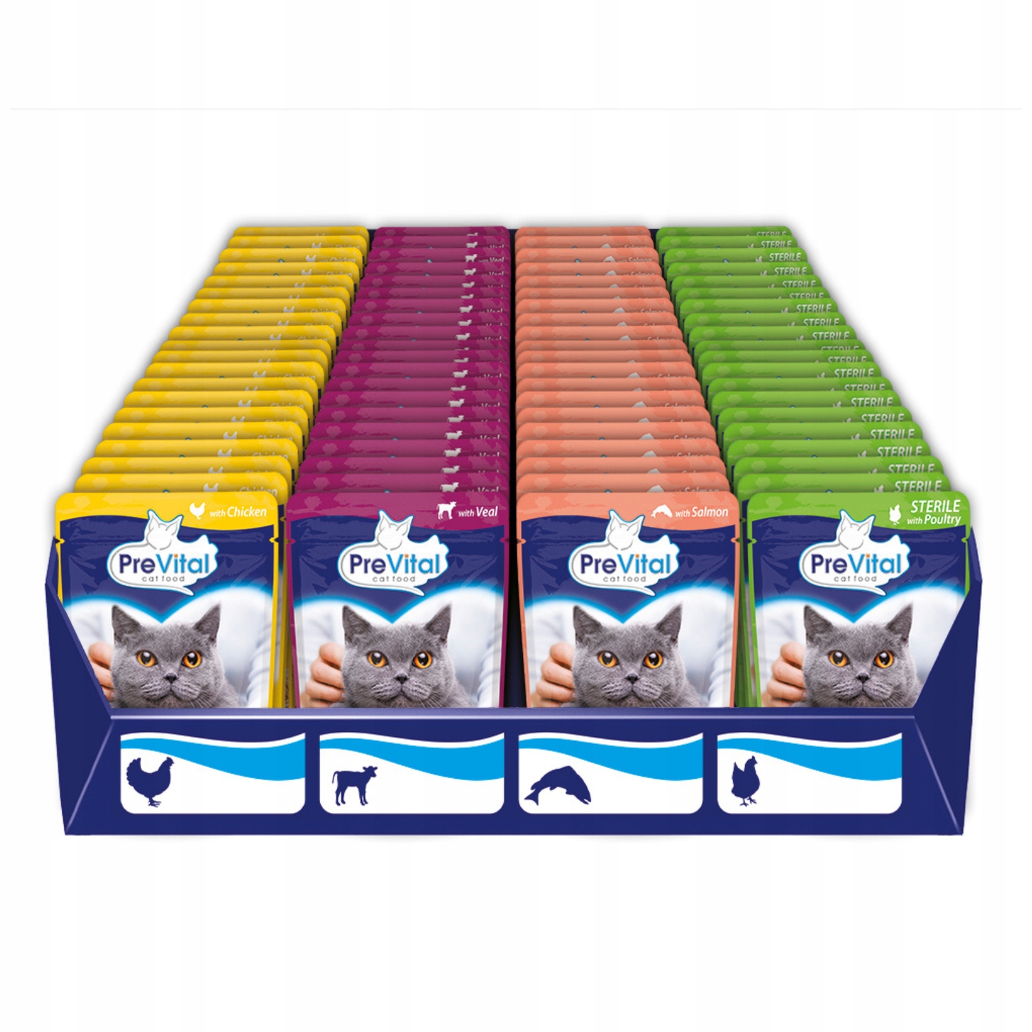 Prevital Sterile Kompletní krmivo pro kočky Sáčky pro kočky Mix 100g x96