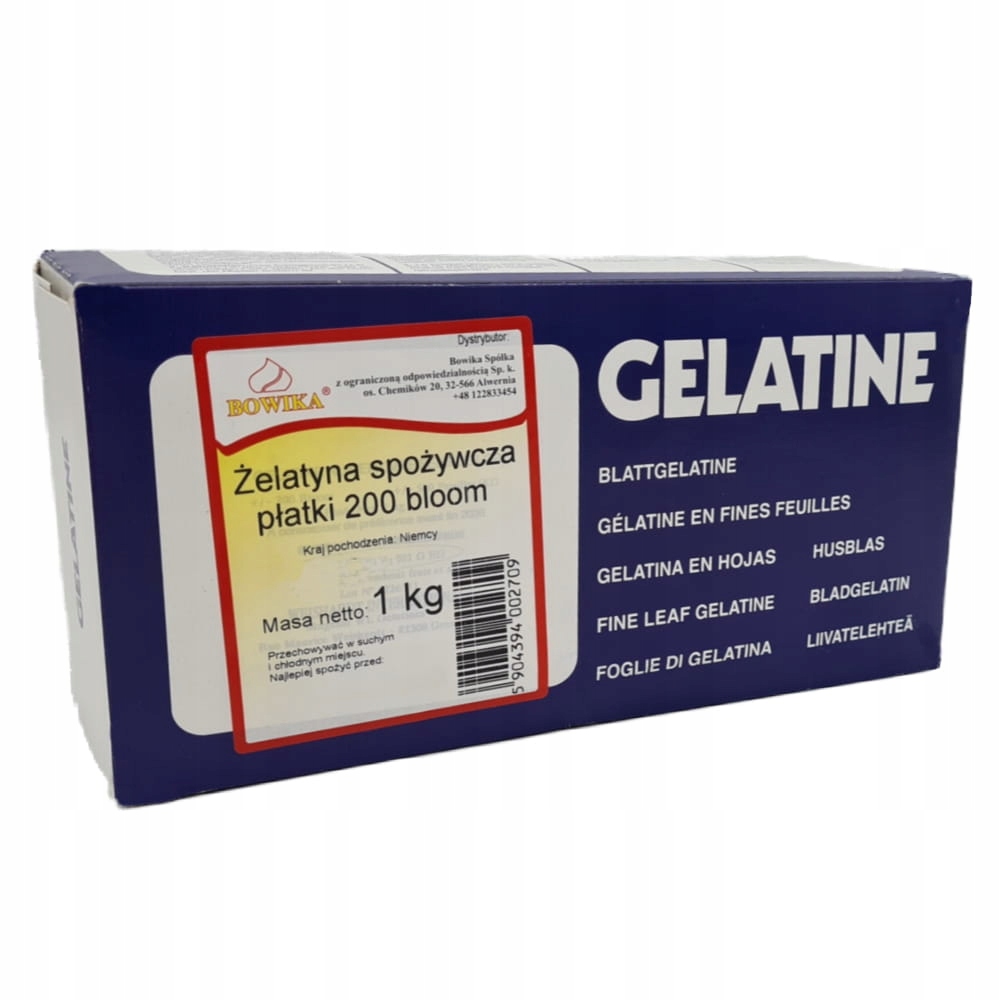 Żelatyna spożywcza w listkach Bloom 200 1kg
