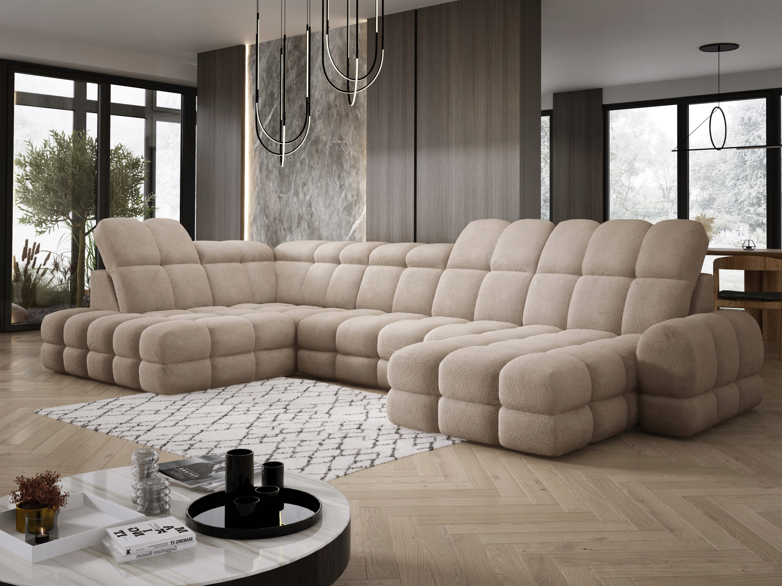 Moderní stylový Rohová Sedací Souprava Tollo XL Versailles s elektrickou funkcí spaní