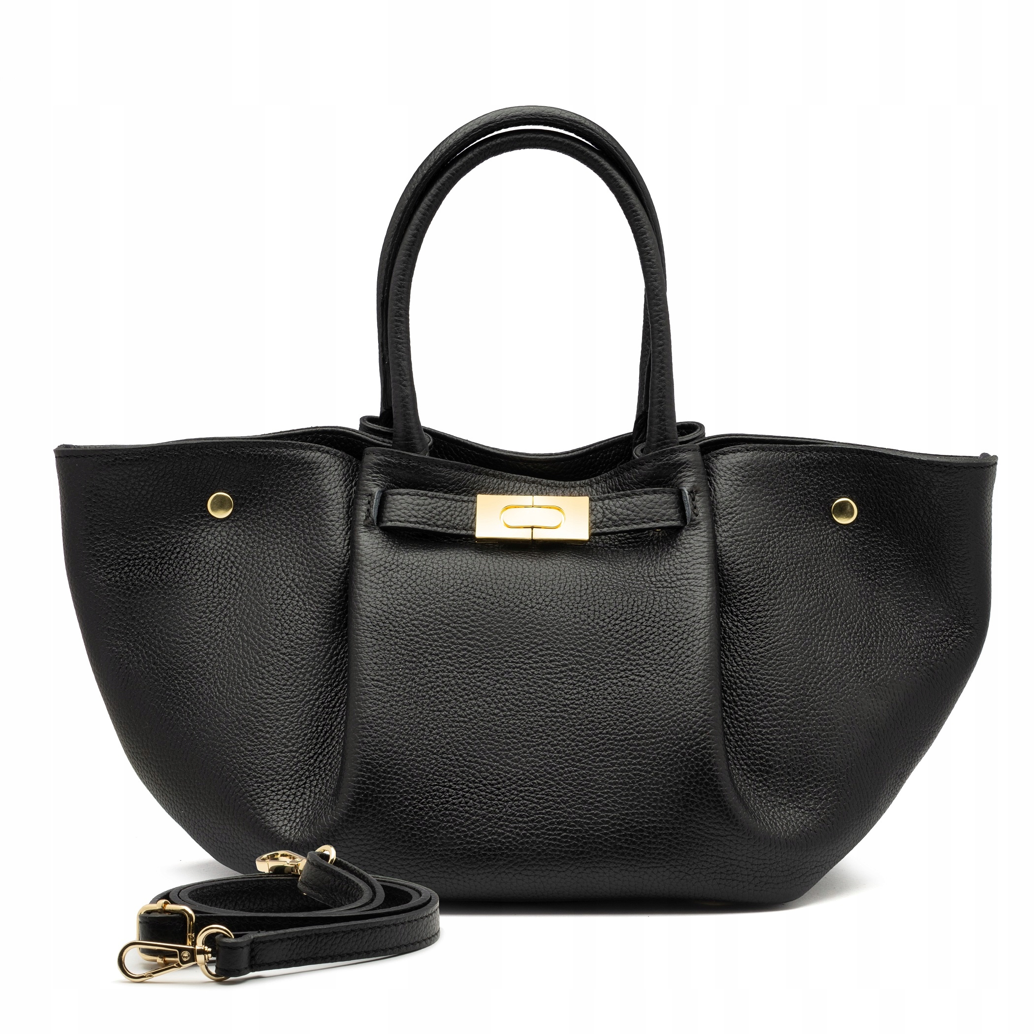 Dámská kožená kabelka Vera Pelle černá shopper elegantní pásek přes rameno