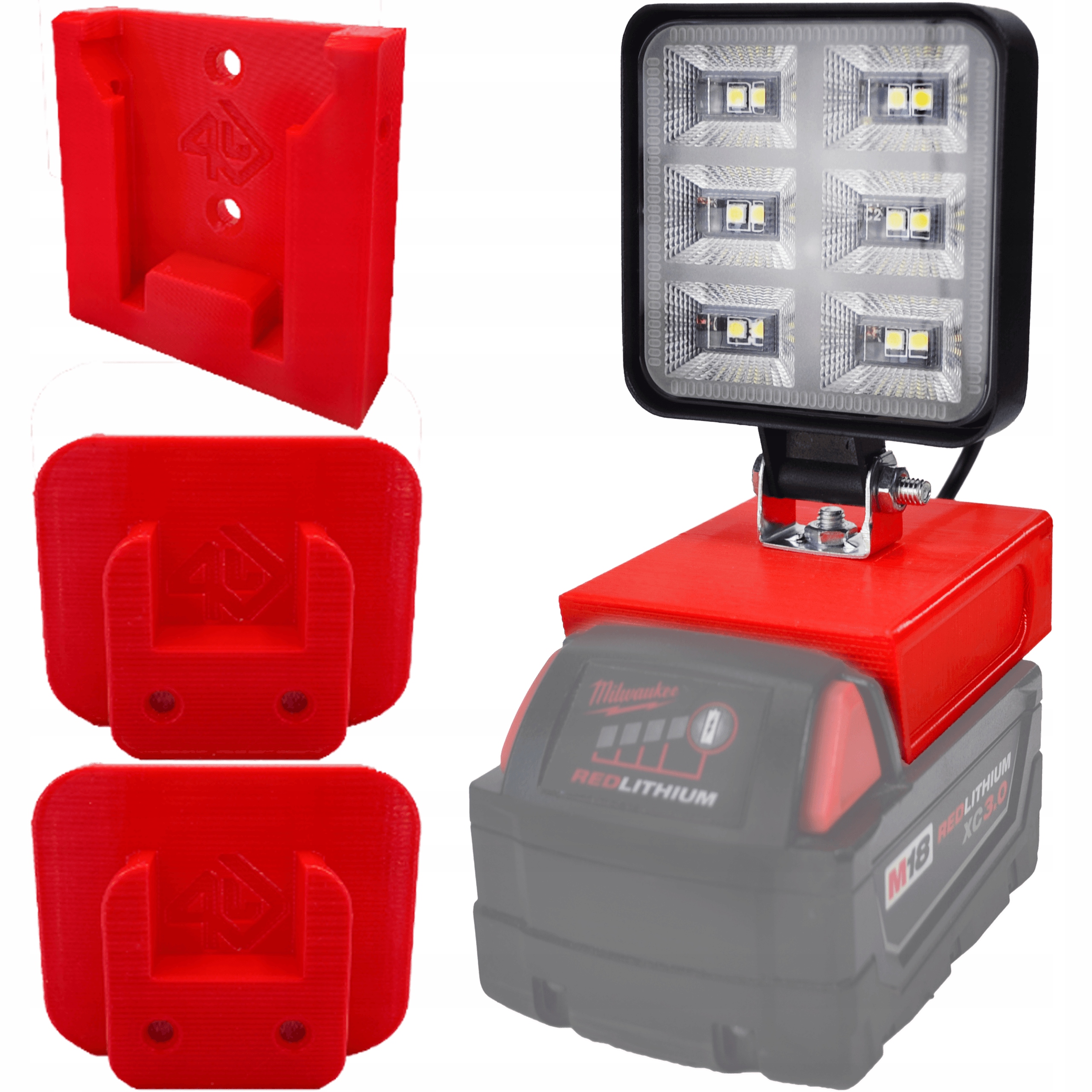 Lampa pro Milwaukee držák 2x nářadí 1x držák na akumulátor
