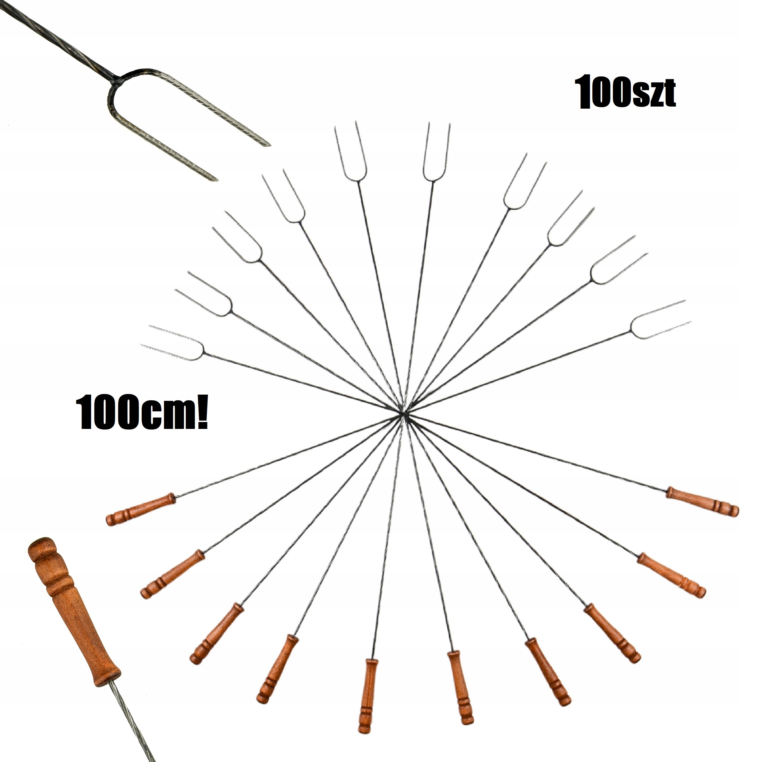 Vidličky vidličky na oheň pro grilování 100 cm 100 ks