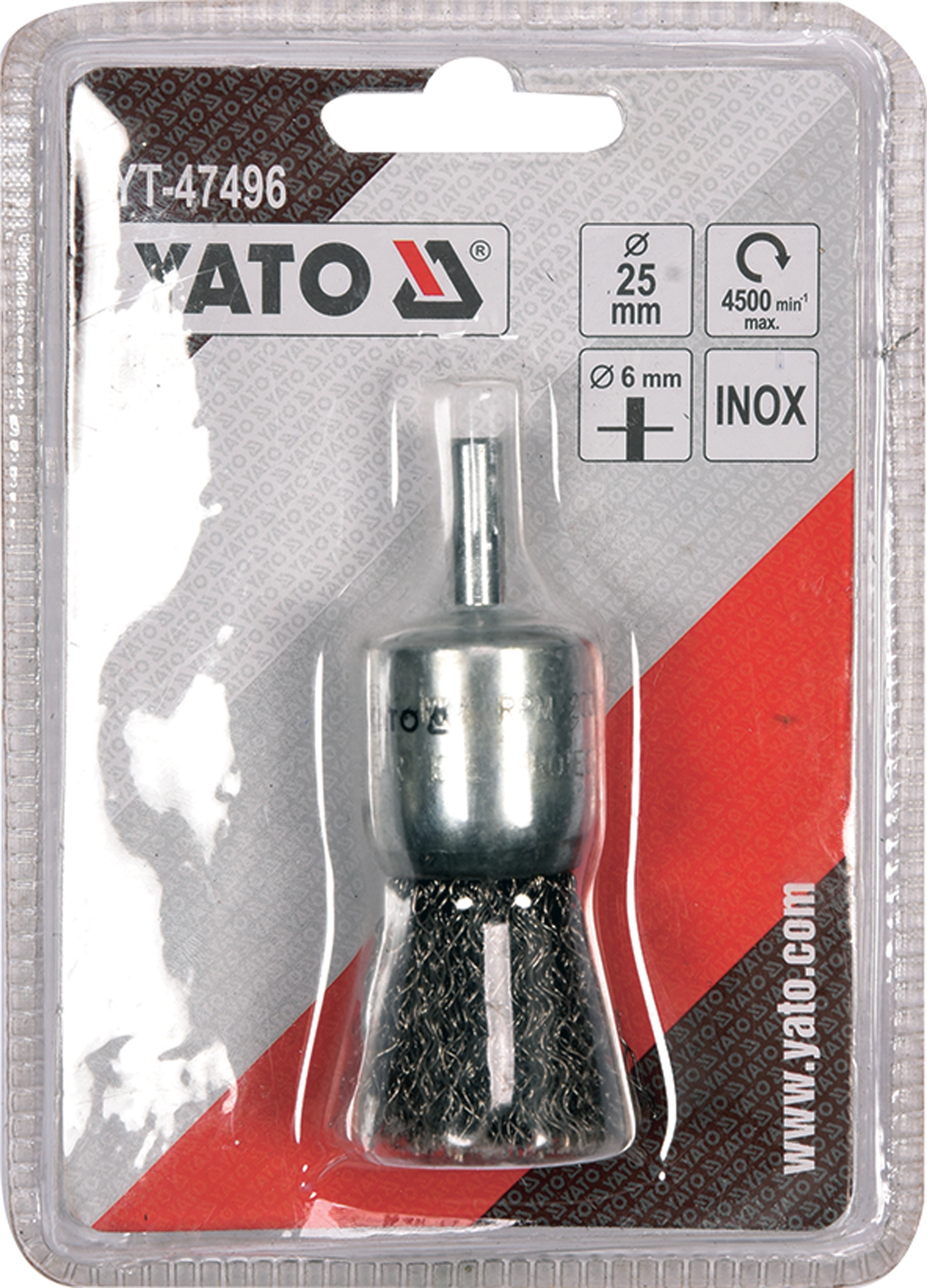 SZCZOTKA CZOŁOWA Z TRZPIENIEM 25MM INOX