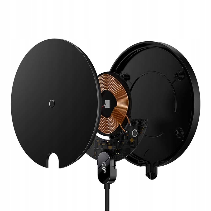 BASEUS SZYBKA BEZPRZEWODOWA ŁADOWARKA INDUKCYJNA DIGITAL LED TYP C QI 15W Złącza USB typ C