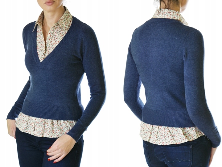 

Sweter 2w1 bluzka koszula kwiaty 1094#