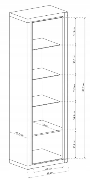 Witryna kredens z półkami do salonu DALLAS D16 Kod producenta DALLAS D16