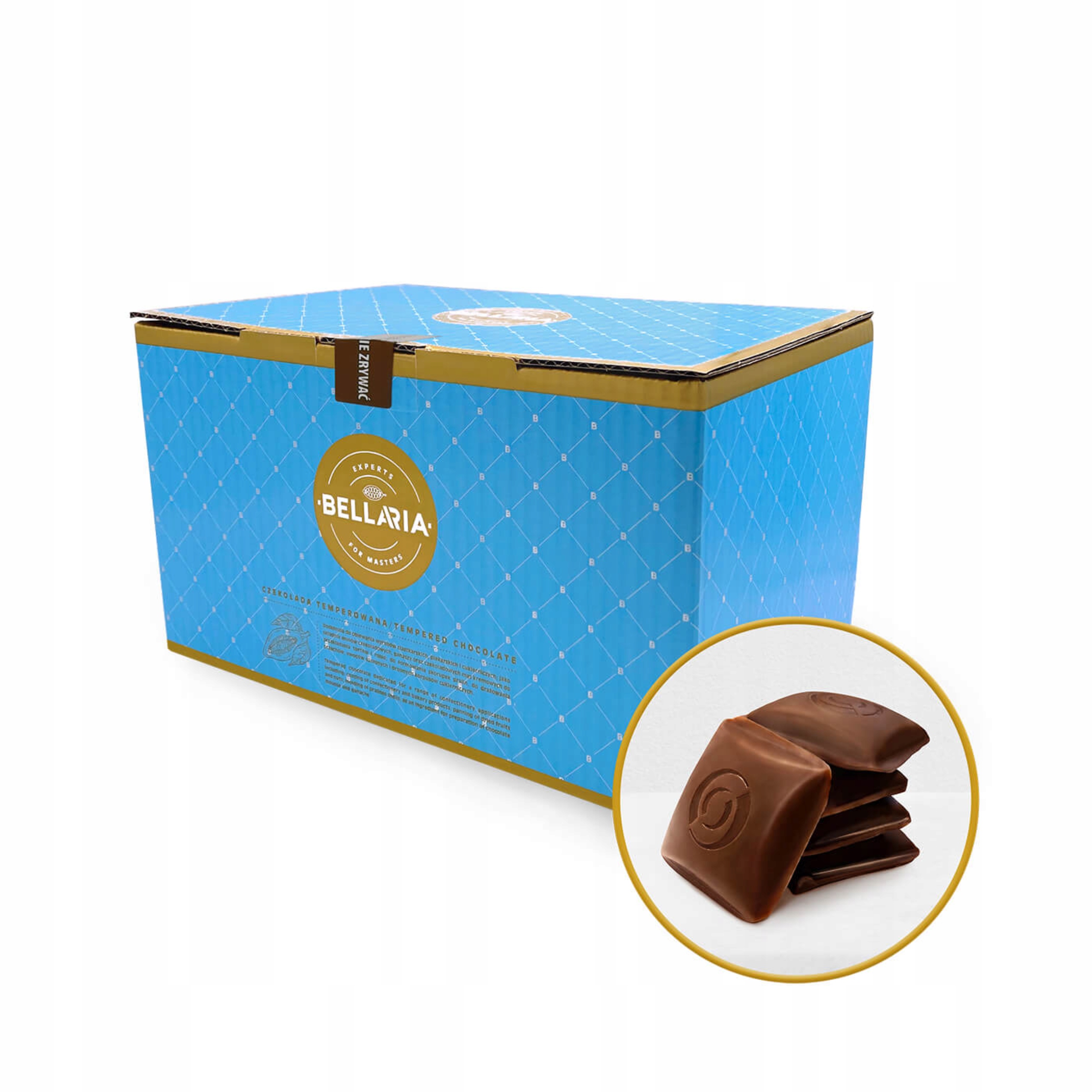 Czekolada mleczna 34,5% Bellaria w kostkach 4 kg Terrawita