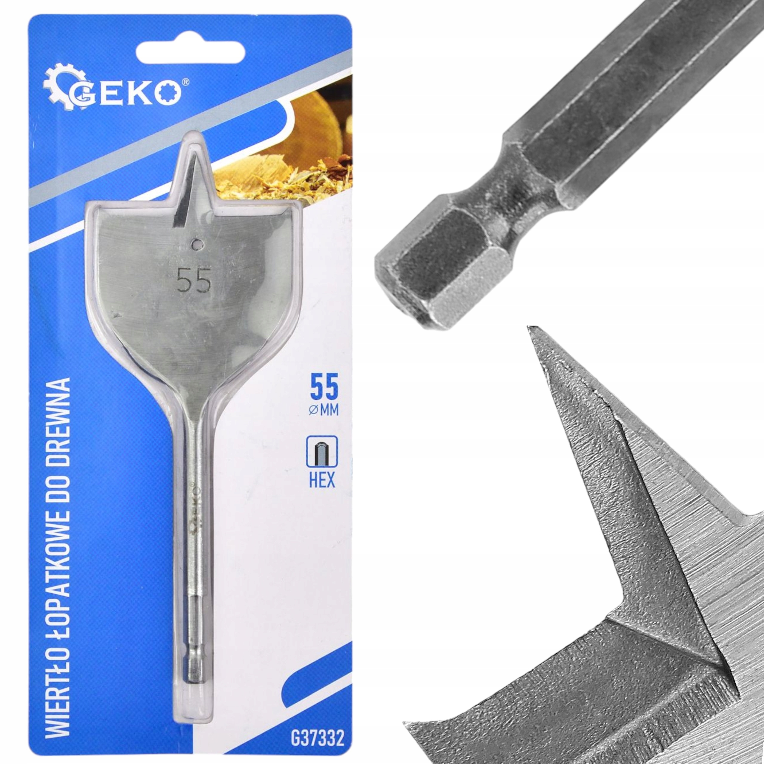 WIERTŁO DO DREWNA FORNIRU WIÓROWYCH HEX 1/4" 55 MM ŁOPATKOWE PIÓRKOWE 152mm