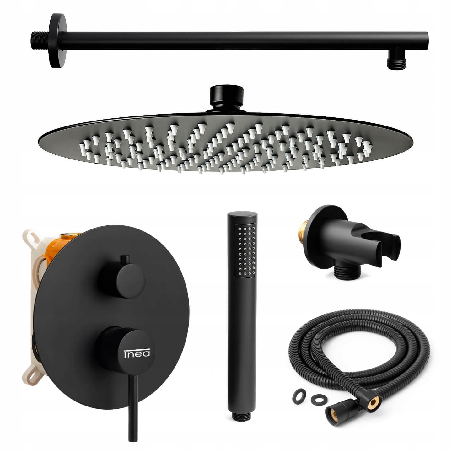 Podomietková Sprchová Súprava Čierna Matná Sprchová Súprava S Veľkou Dažďovou Sprchou 25 CM