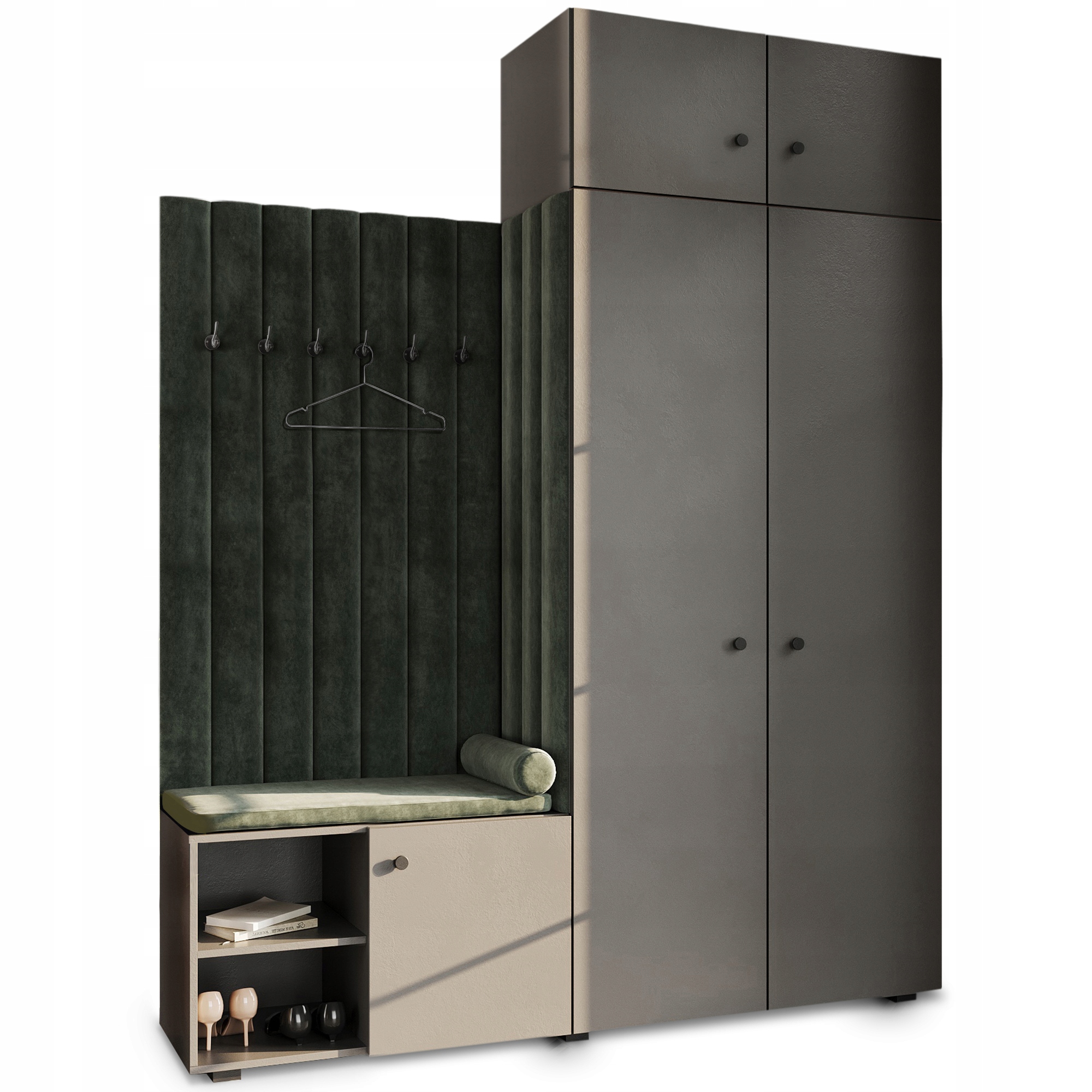 Předsíňová skříň Aria šedá barva s čalouněným nástavcem Cloud 39