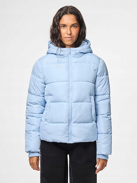 Pieces Modrá Prošívaná Bunda S Kapucí Zip XL 5FA