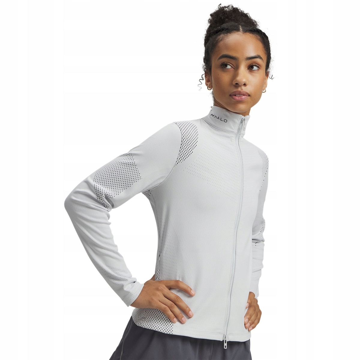 Damska bluza do biegania Under Armour Ua Halo Engineered Fz szary L