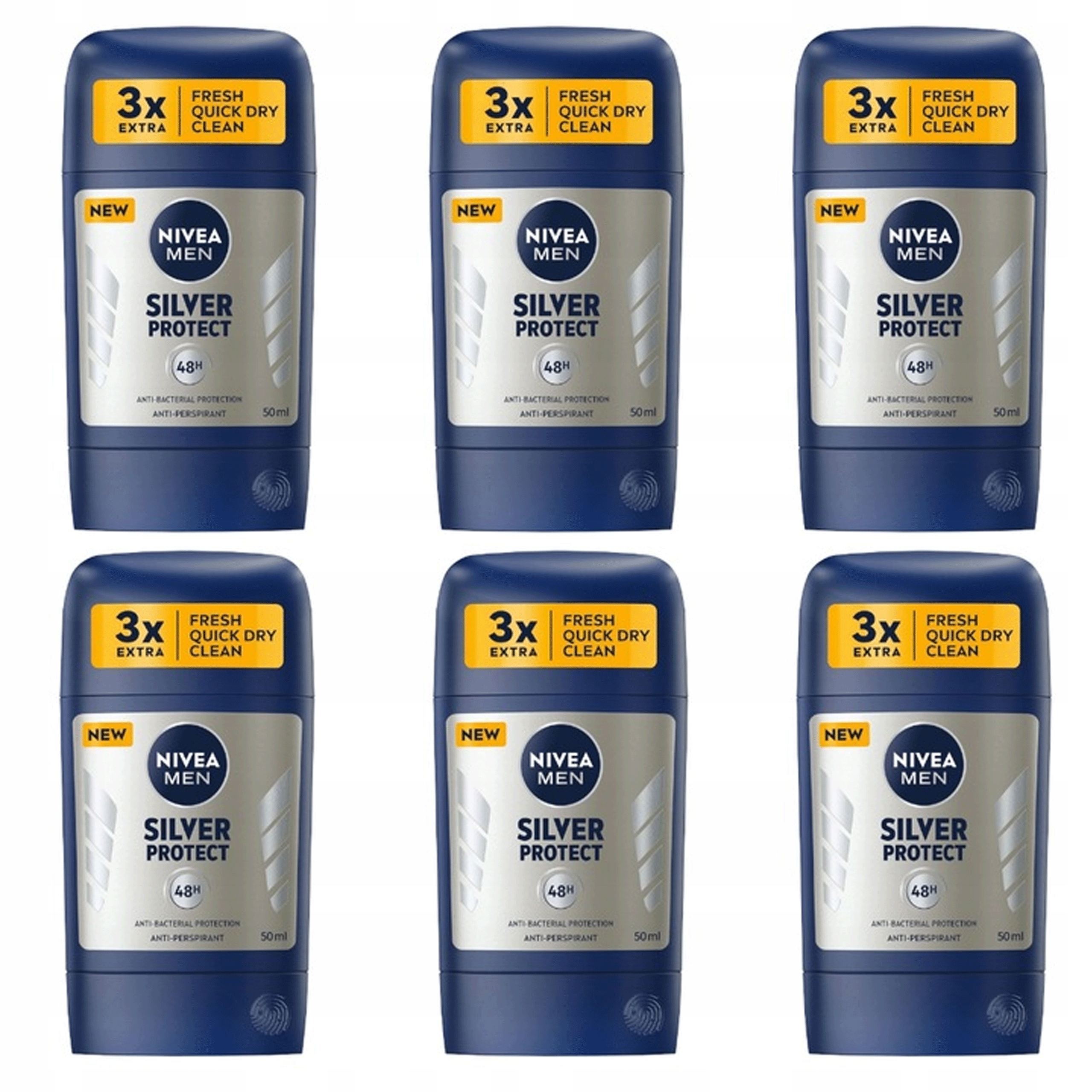 Nivea Men Pánský antiperspirant Silver 6x50 ml