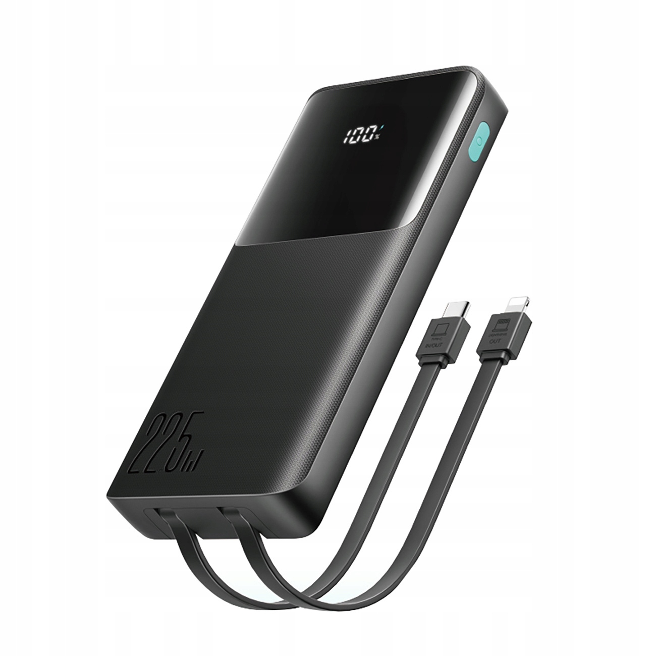 Powerbanka 10000 mAh s vestavěnými kabely Usb-c pro iPhone Lightning černá