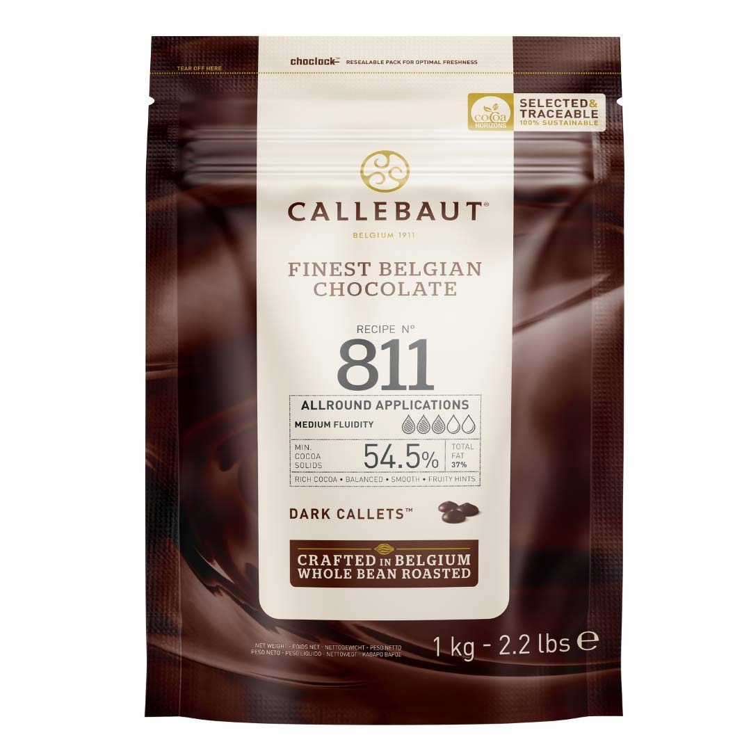 Czekolada Callebaut 811 Deserowa do pralin 1kg Data ważności: 19.11.2027