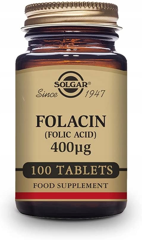 SOLGAR Folacin 400mcg 100 tabletek Kwas foliowy ciąża produkcja krwinek — 5