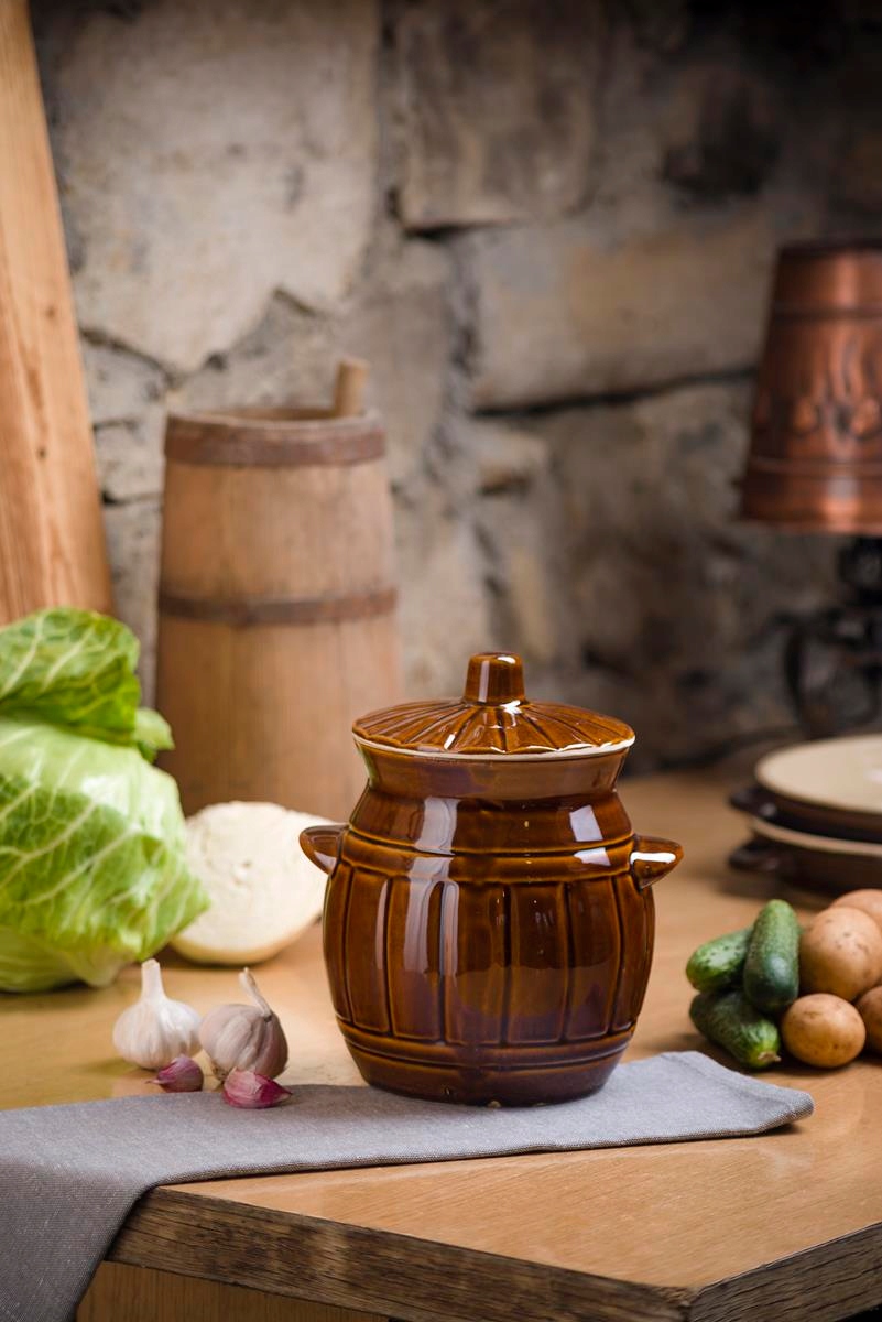 BECZKA DO OGÓRKÓW SMALEC ZAKWASU KRYSTYNKA 1,2 L Kolor brązowy