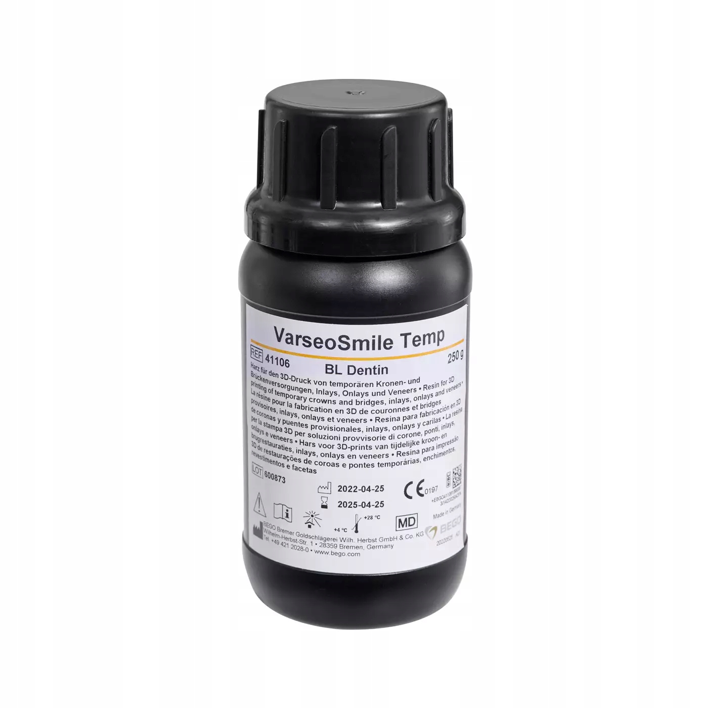 Uv pryskyřice Bego VarseoSmile Temp Bl 0,25 kg pro 3D tiskárnu