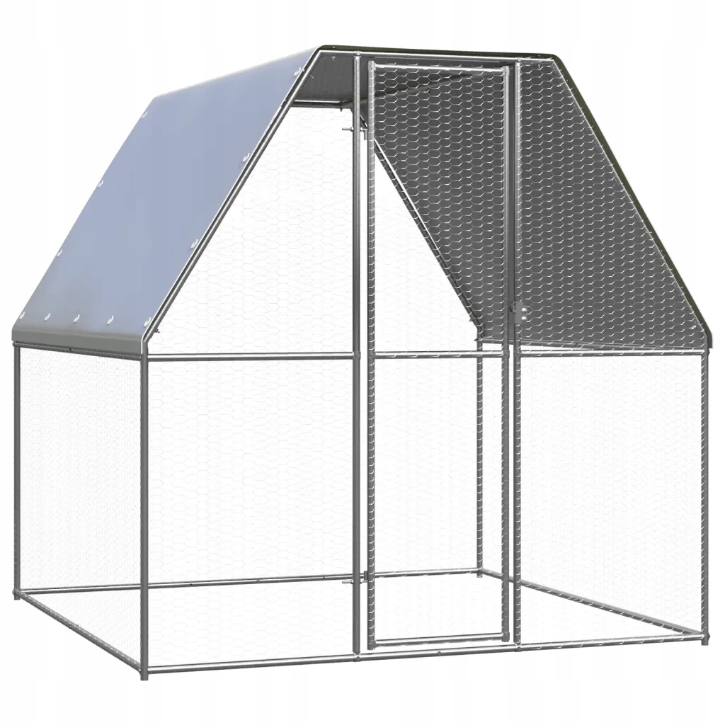Levně Klec pro kuřata, stříbrno-šedá, 2x2x2 m, ocel galvanizovaná