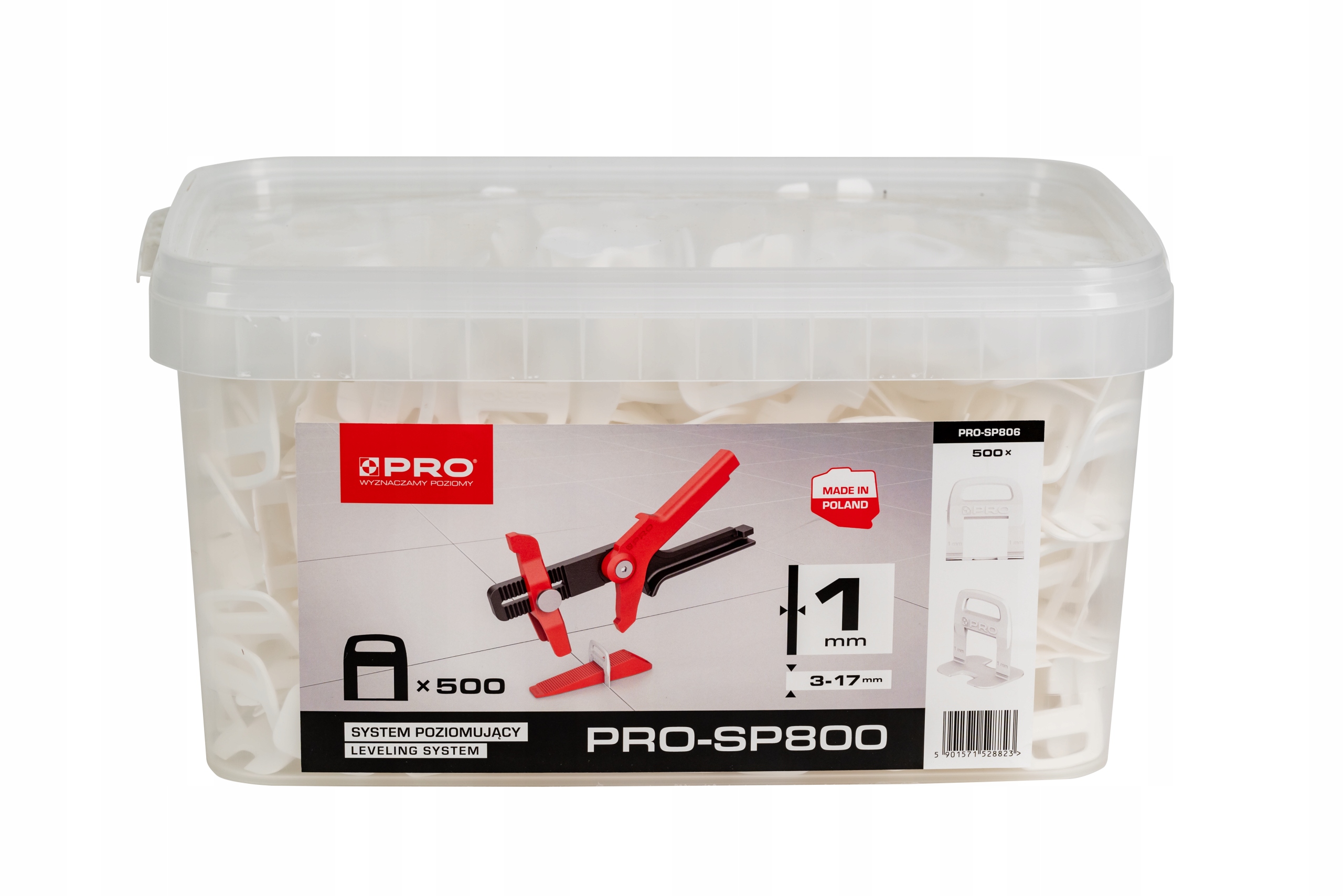 Systém vyrovnávání klipů 500ks Kbelík 10L Pro SP800 1.0mm