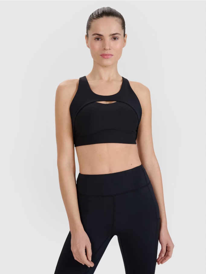 Tréninková podprsenka 4F, střední podpora, černá, vel. M