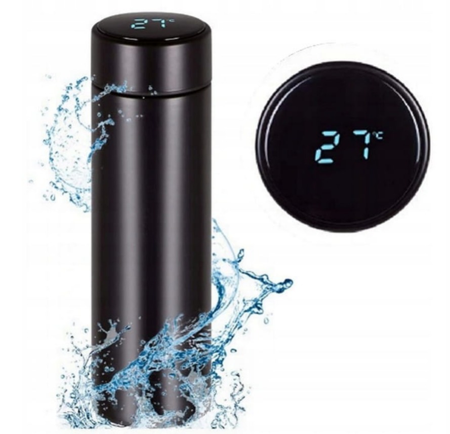 Kubek Termiczny Termos LED CZARNY PERSONALIZOWANY DOWOLNY GRAWER TEKST LOGO EAN (GTIN) 5905481931261