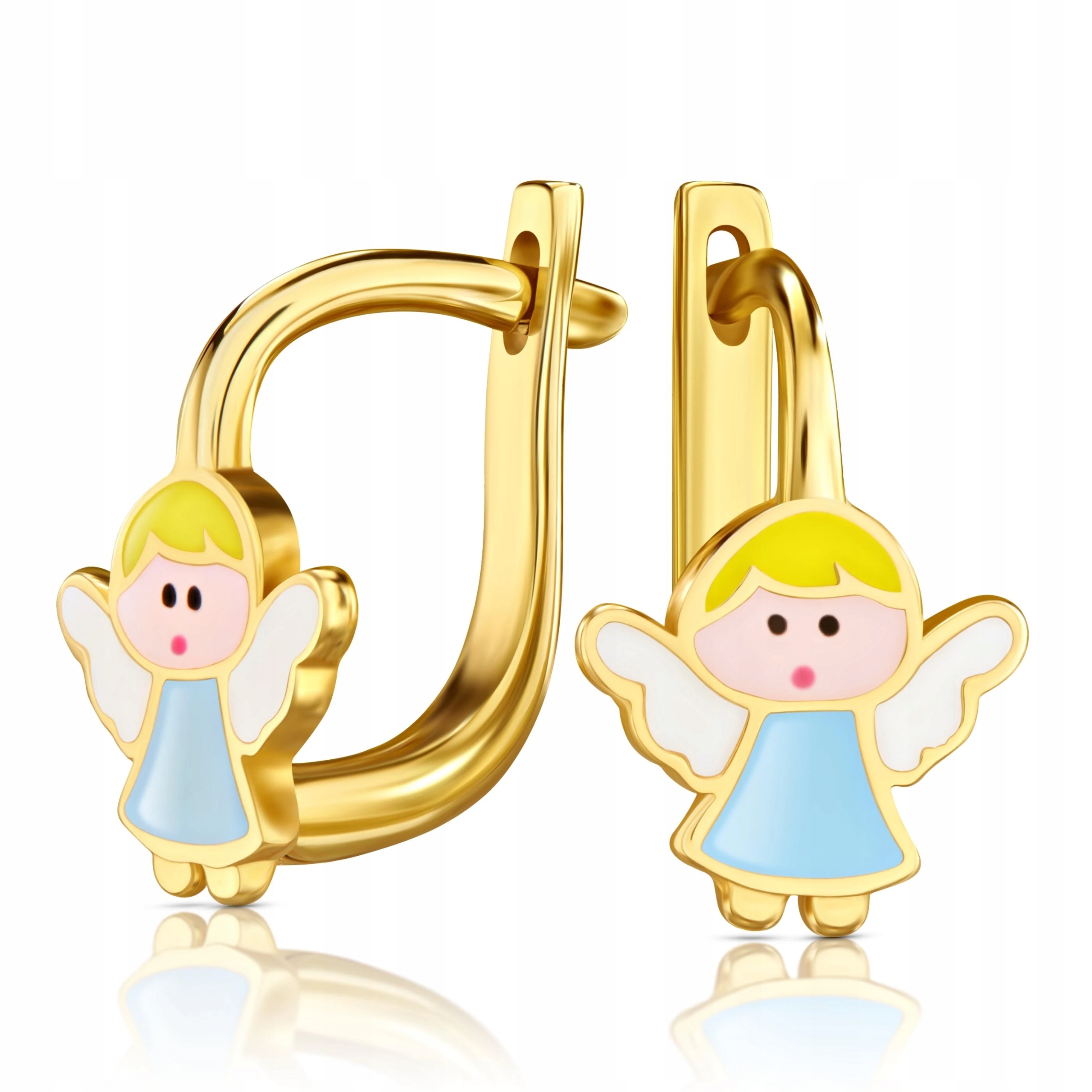 Dětské zlaté náušnice s andělem ryzost 585