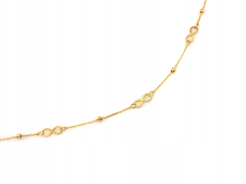 Náhrdelník zlatý 585 krátké zlaté kuličky tři nekonečna r45 celebrita
