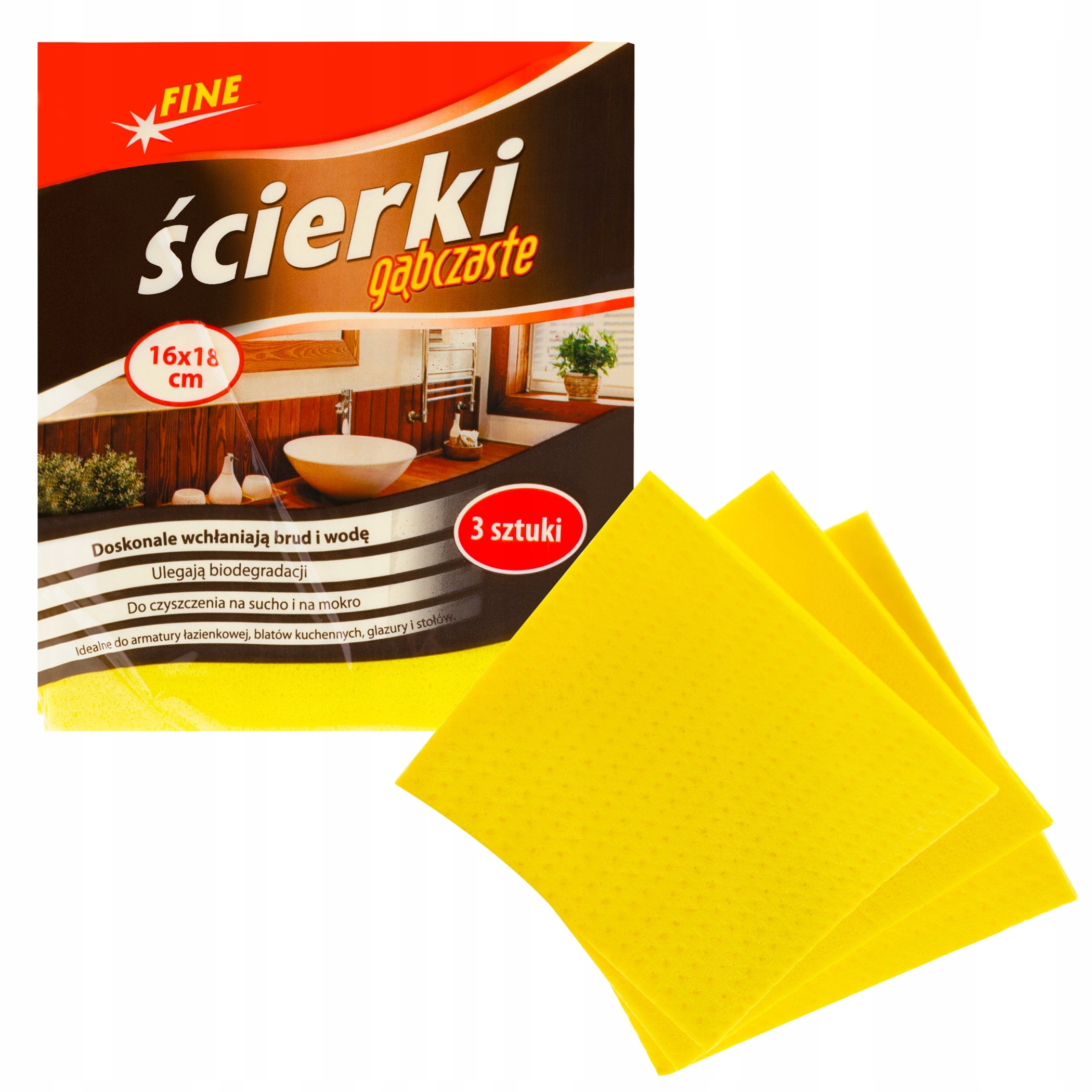 

Ścierka Gąbczasta Mocna Ściereczka 3 Sztuki Fine