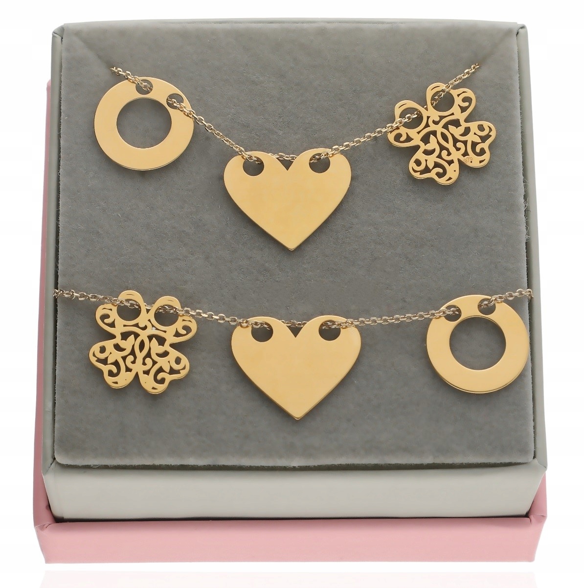 Náhrdelník náramek zlatý 3 přívěsky stříbro 925