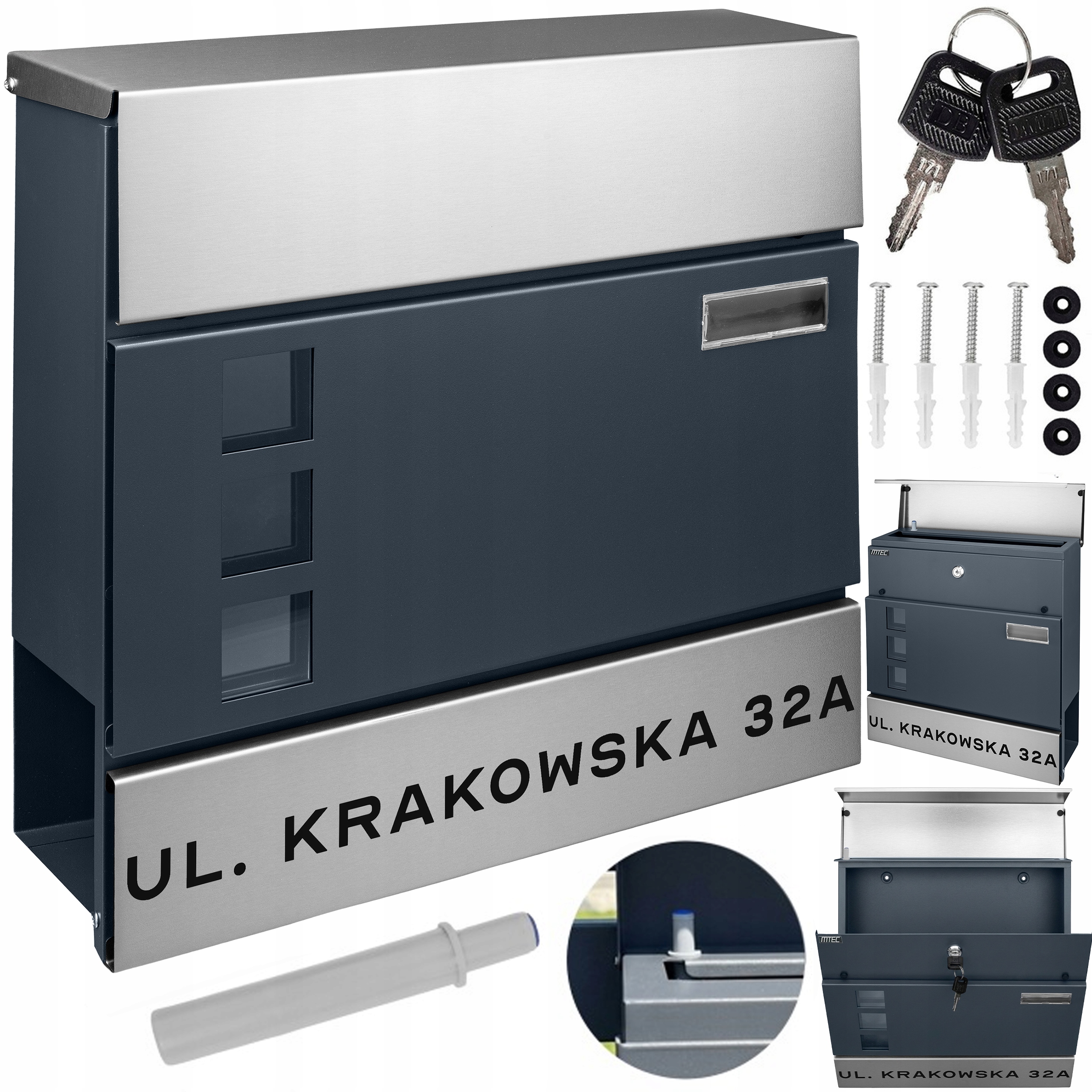 Poštovní Schránka S Adresou A Nápisem Antracitová Poštovní Velká na A4 RAL7016