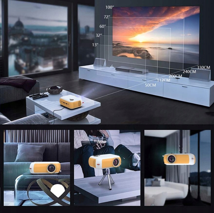 PRZENOŚNY RZUTNIK MINI PROJEKTOR LED FULL HD USB EKRAN DO 100" Kod producenta MiniProjector