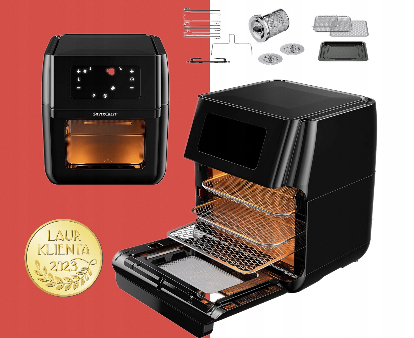 Beztuková Fritéza Airfryer Silvercrest 1800W Piecyk 9v1 1800W 10 L