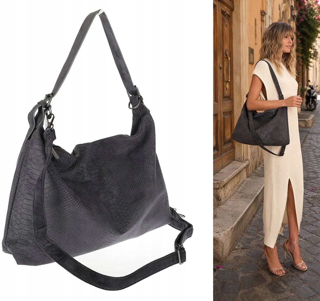 Dámská kabelka shopper semišová kabelka přes rameno PB4740 Šedá