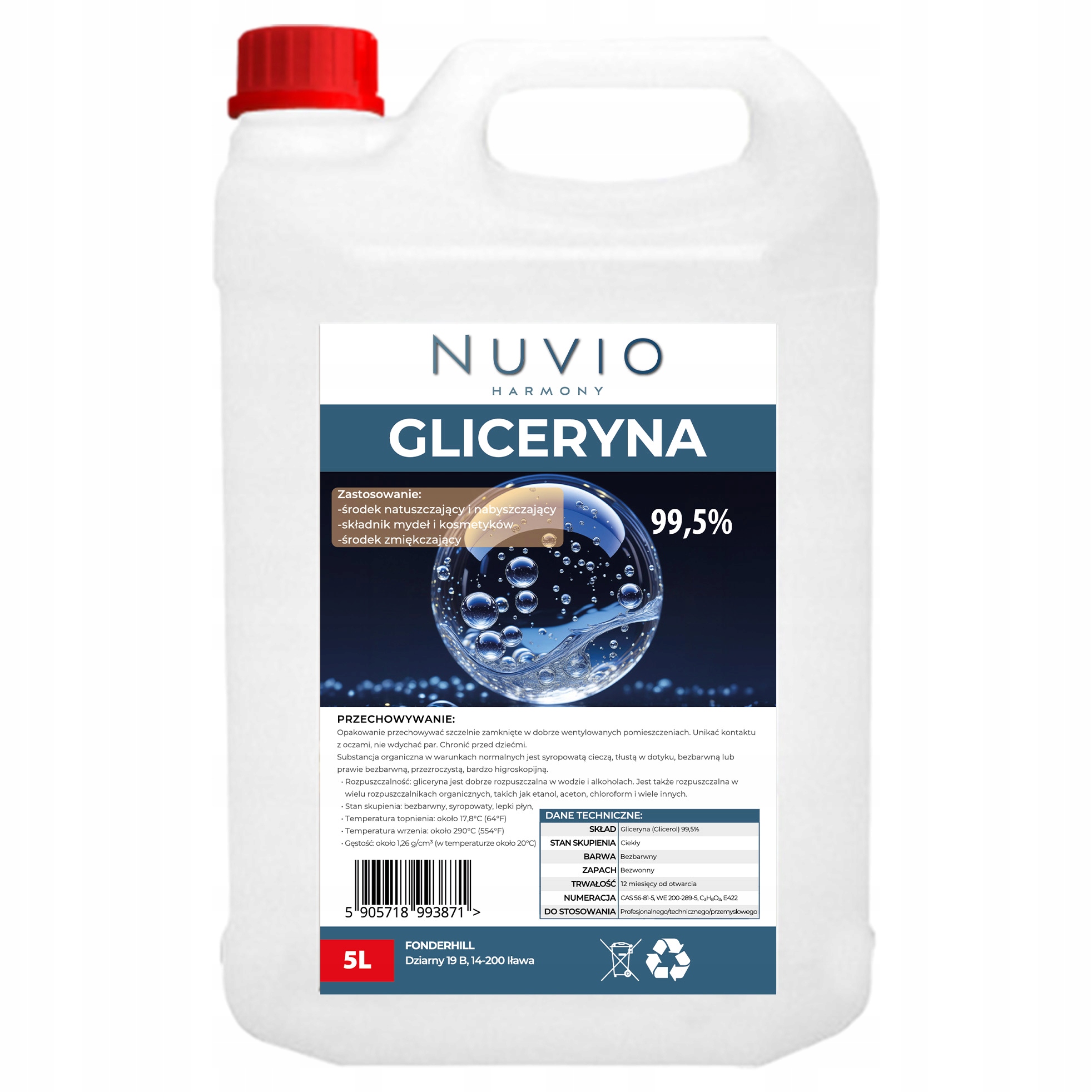 Gliceryna Roślinna Nawilżanie Natłuszczanie 5L Nuvio