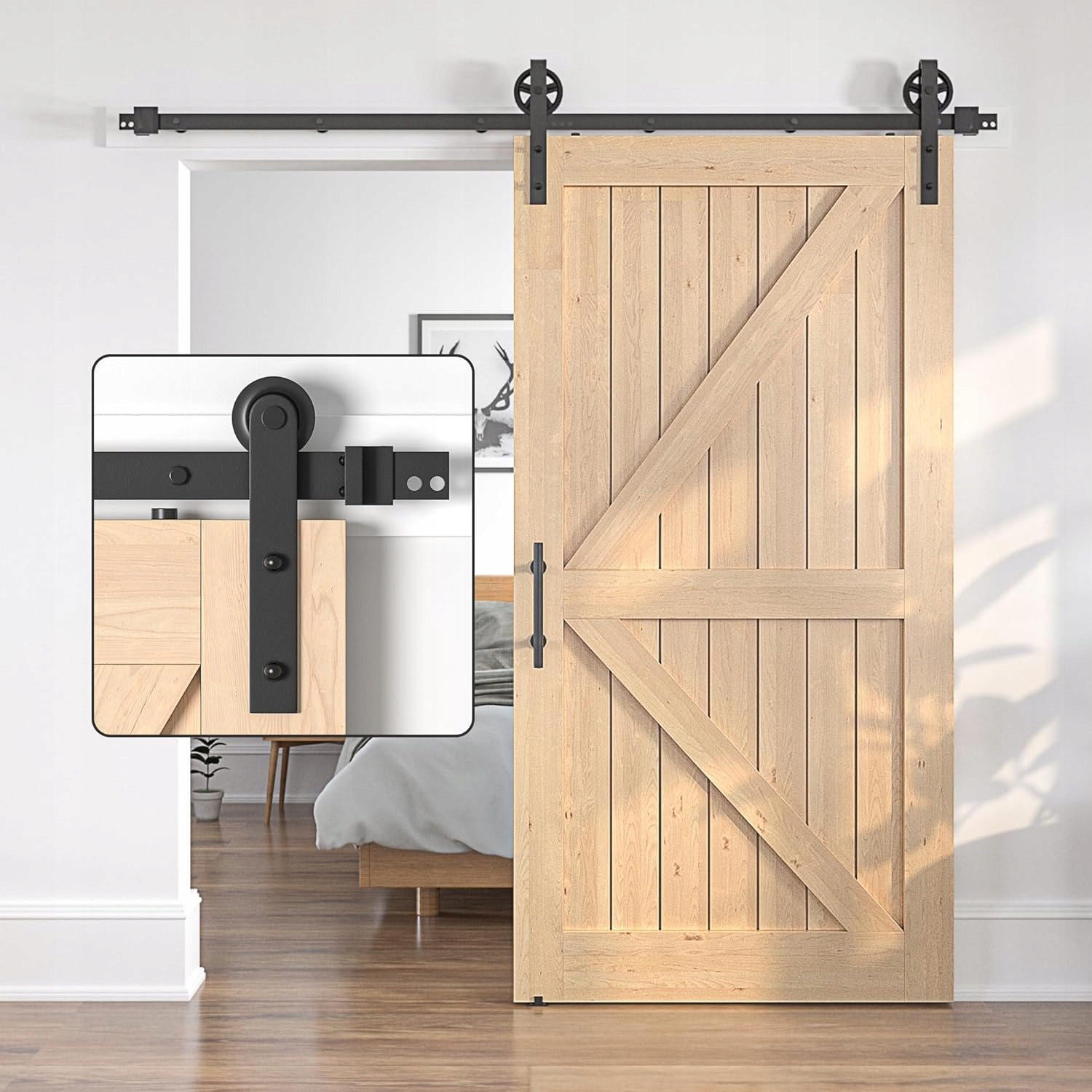 Systém posuvných dveří Barn Door Loft Lišta černá Sada 274 cm